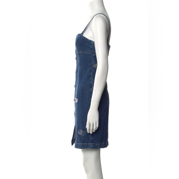 Moschino Jeans Denim Peace Charm Minidress sz small - Picture 3 of 4